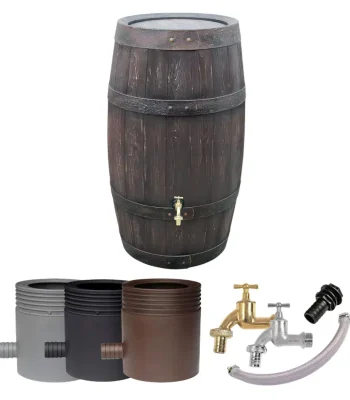 Dekoracyjny zbiornik na deszczówkę 250l Barrique 9000680 zestaw z kranem