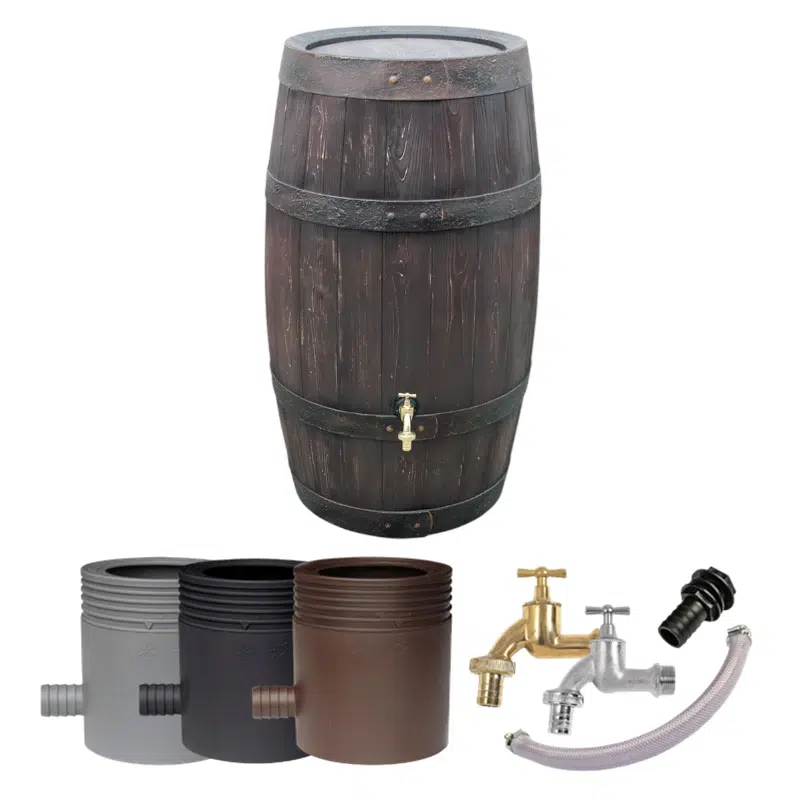 Dekoracyjny zbiornik na deszczówkę 250l Barrique 9000680 zestaw z kranem